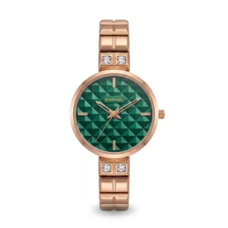 Vintage Link Bracelet Green Dial Watch For Women