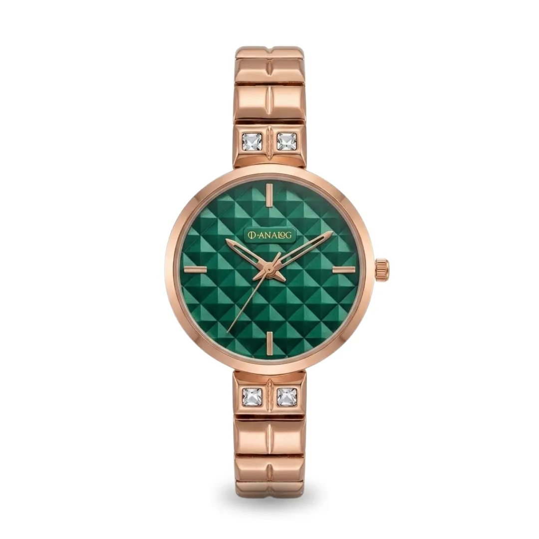 Vintage Link Bracelet Green Dial Watch For Women