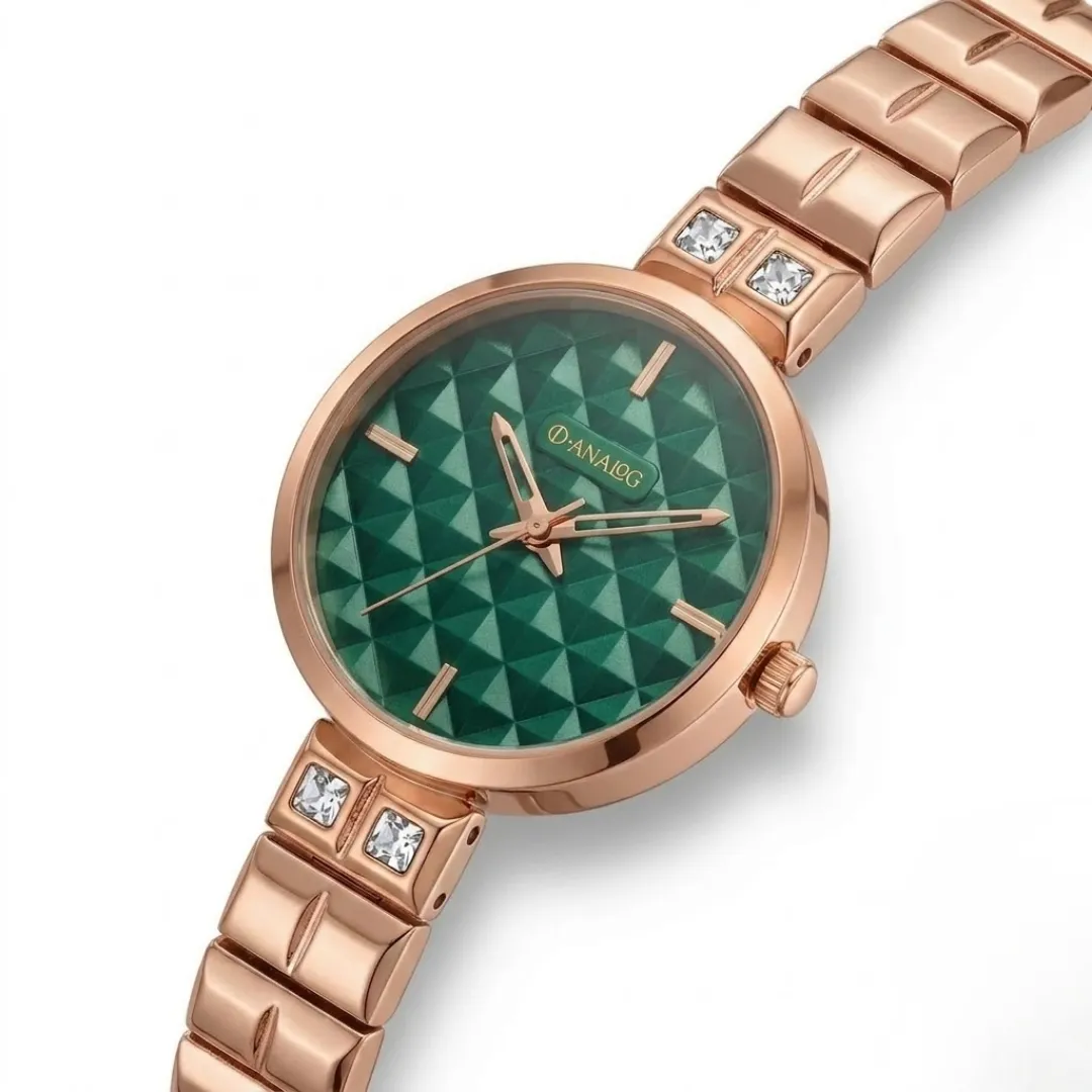 Vintage Link Bracelet Green Dial Watch For Women - Image 2