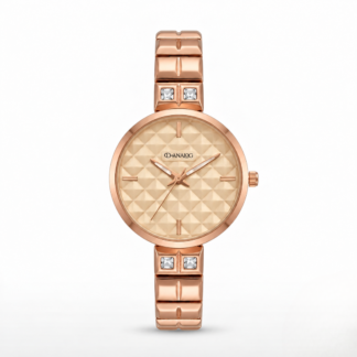 Vintage Link Bracelet Rose Gold Dial Watch for Women