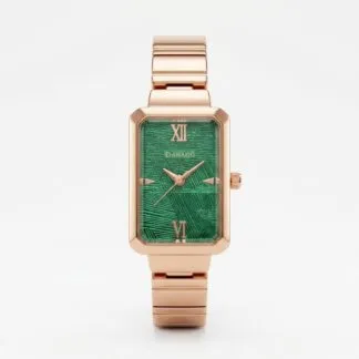 Vintage Rectangle Green Dial Watch For Women