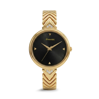V-Chain Elegance Black Dial Watch for Women