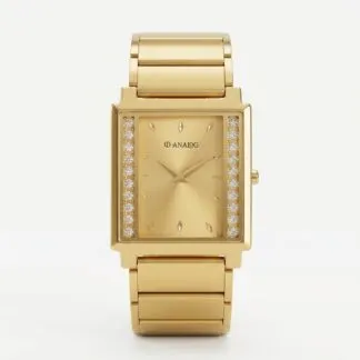 Vintage Rectangle Gold Dial Watch For Men