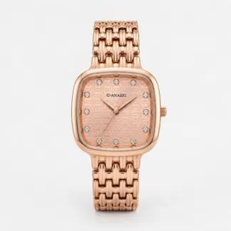 Vintage Square Rose Gold Dial Watch For Women