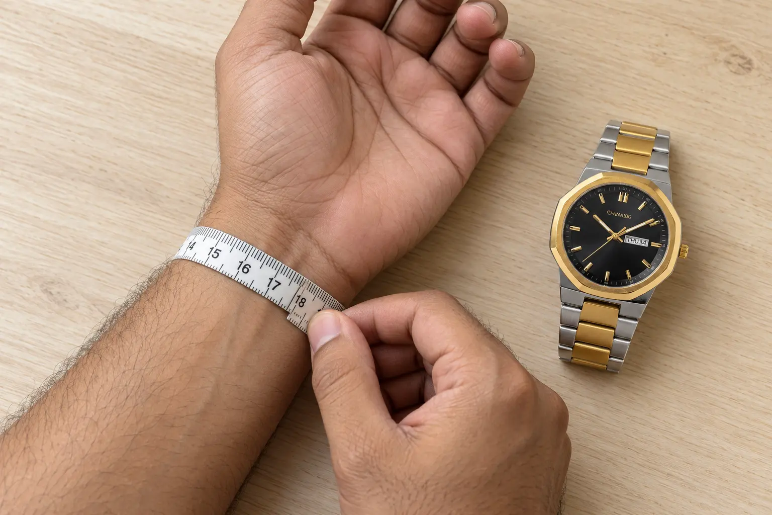 checking measurement of watch