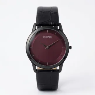 Sleek Men’s Maroon Dial Watch
